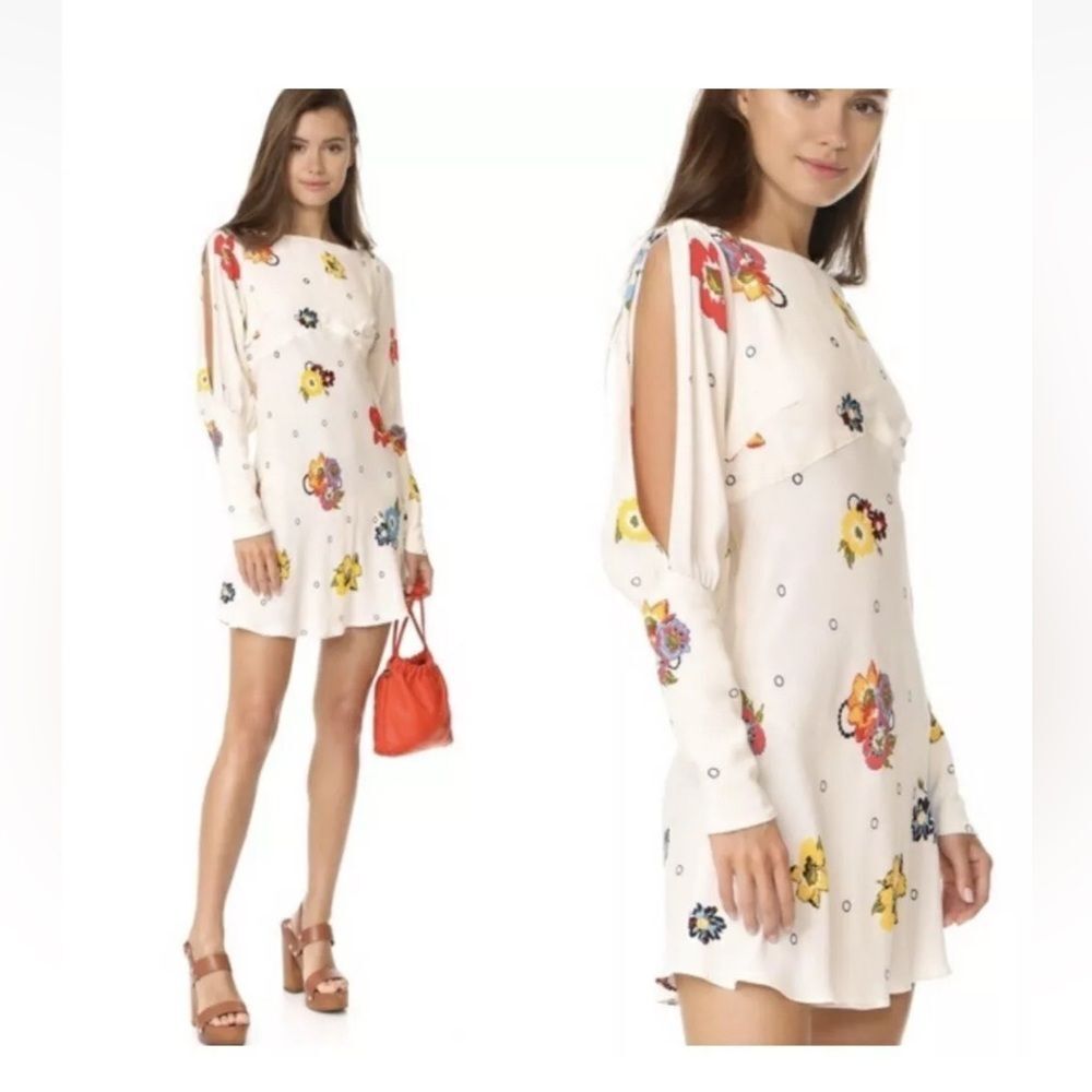 Free People Sunshadow Slit Sleeve Floral Dress Size 2